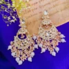 white kundan earrings