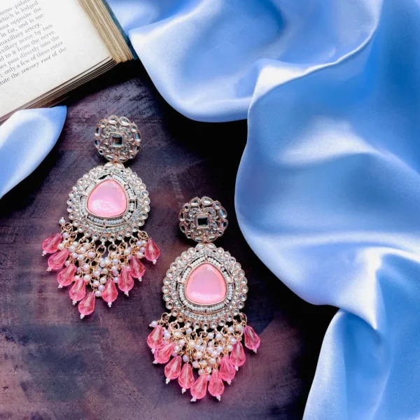 bollywood inspired earrings, kundan earrings, pink earrings