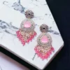 bollywood inspired earrings, kundan earrings, pink earrings