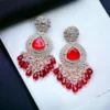 bollywood inspired earrings, kundan earrings, red earrings