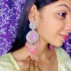 bollywood inspired earrings, kundan earrings, PInk earrings