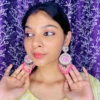 bollywood inspired earrings, kundan earrings, pink earrings