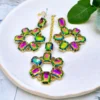 multi korean erarrings , multi color earraings , korean earrings, mangtika set with earrings,