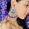 purple earings, earrings , treditional earrings, kundan earrings