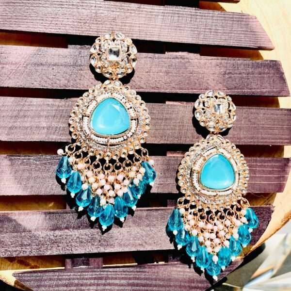 blue earrings, blue chandbali, blue jhumka, iqra, iqra earrings, affordable earring,