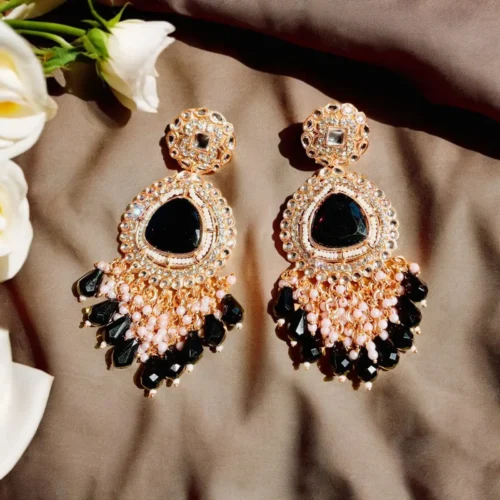 black earrings, black jhumka, black chandbali, black earring, affordable earring, black design