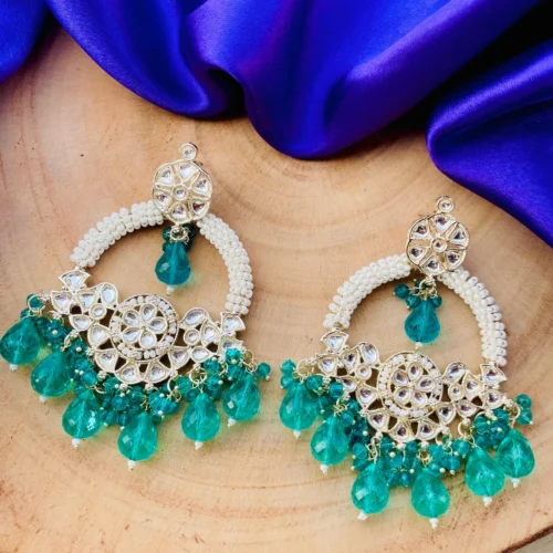 neeti chandbali, green chandbali, green earrings, chandbali, trending earrings