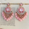 Pink Earrings, Earrings, Kundan Earrings, Kundan