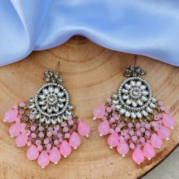 Pink jhumka, Pink chandbai, jhumka, Earings, Chandbali,