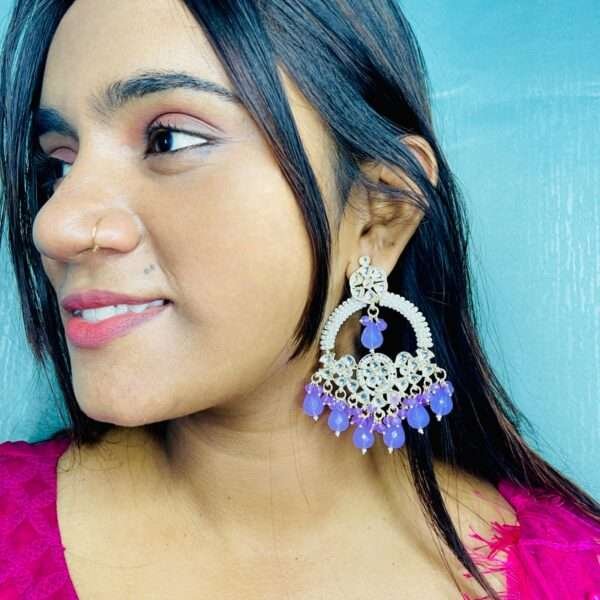 neeti chandbali, purple chandbali, purple earrings, chandbali, trending earrings