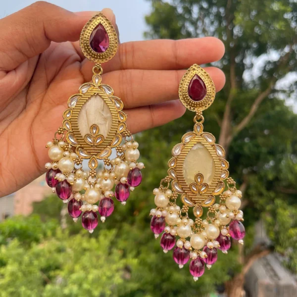 mARRON jhumka, MAROON chandbai, jhumka, Earings, Chandbali, BROWN , wine earrings, wine