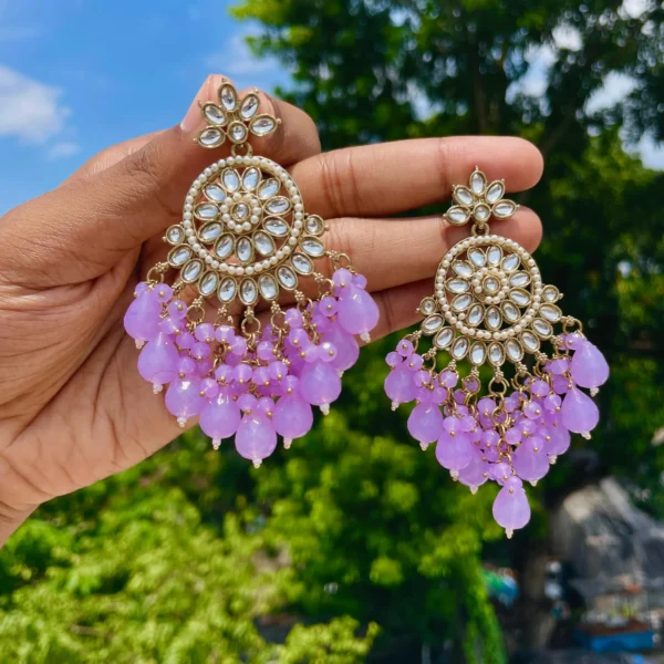 purple chandbali, chandbali, Bollywood inspired earrings, Bollywood inspired chandbali, purple earrings