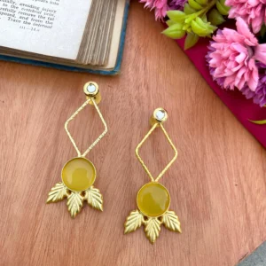 Nisha Gold Plated Brass Earrings - Yellow