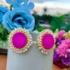 Studs, Studs EARRINGS, pink Earrings EARRING, REPLICA, REPLICA EARRING, WEARABLE JEWELLS, brass Eariings