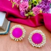 Studs, Studs EARRINGS, pink Earrings EARRING, REPLICA, REPLICA EARRING, WEARABLE JEWELLS, brass Eariings