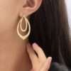 Leaf Deisgn Golden Zicriquite Metal Earring