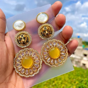 sabyasachi jewellery, sabyasachi earrings, sabyasachi , new tranding earring, yellow earrings, ad earrings, wearablejewells