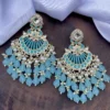 blue earrings, pakistani earring, pakistani earrings, wearable jewells, wearable jewel, puja sale, chandbali , kundan chandbali