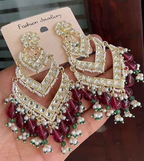 Wine jhumka, jhumka, kundan earrings, Kashish earrings, kundan, earrings, jewellery, wearablejewells