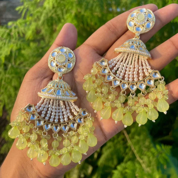 MOKsh green chandbali, green earrings, chandbali, trending earrings