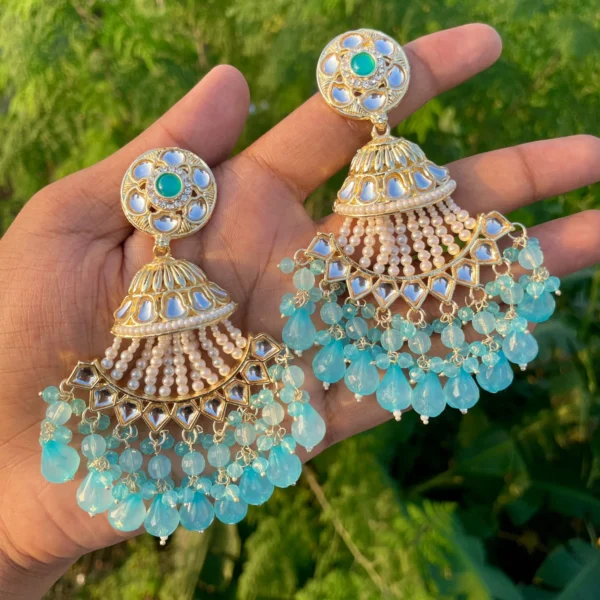 blue earrings, pakistani earring, pakistani earrings, wearable jewells, wearable jewel, puja sale, sky colour earrings