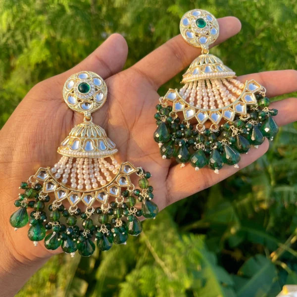 green earrings, pakistani earring, pakistani earrings, wearable jewells, wearable jewel, puja sale, sale