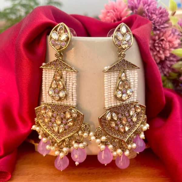 statement earrings, kundan earrings' pakistani earring, earrings , purple earrings, chandbali, kehkasha earrings, jhumka