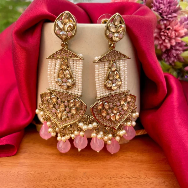 statement earrings, kundan earrings' pakistani earring, earrings , pINK earrings, chandbali, kehkasha earrings, jhumka