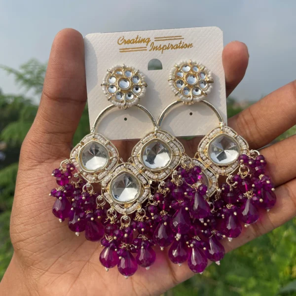 ashiyana earring, ashiyana chandbali, chandbali, wearable jewells, violet earring