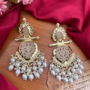 White chandbali, chandbali, Bollywood inspired earrings, Bollywood inspired chandbali, turquoise earrings, White chandbali