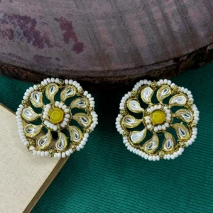 Sawariya Chakra Beaded Studs - Yellow