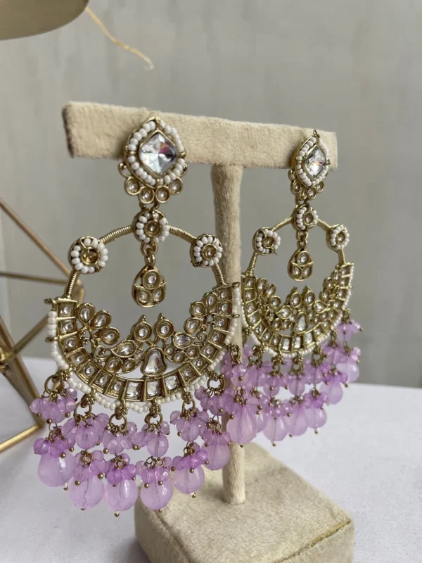 Lavender EARRINGS, EARRINGS, TRENDING EARRINGS, WEARABLE JEWELLS, SALE, DIWALI SALE, BOLLYOOD EARRINGS, Kundan earrings, Earrings, chandbali