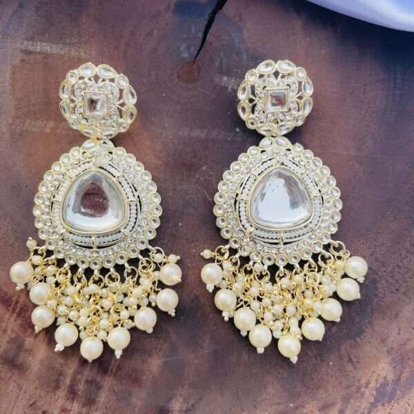 WHITE EARRINGS, EARRINGS, TRENDING EARRINGS, WEARABLE JEWELLS, SALE, DIWALI SALE, BOLLYOOD EARRINGS, Kundan earrings, Earrings, chandbali, wearablejewells