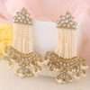 long earrings, ocassional earrings, white earring, traditional earring, wearable jewells