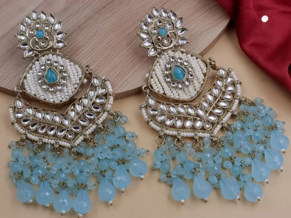 blue earrings, noor e jahan earring, noor earring, bollywood earring, wearable jewells