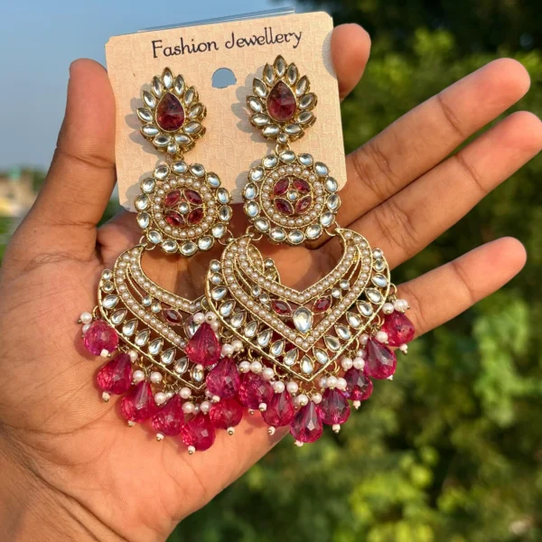 Azeeza earrings, jhumka, chandbali, Rani Color, Wearable jewells, Kundan earrings, Sale, Earring, Shopping