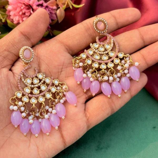 Aadhira Chandbali, Aadhira, Lavender EARRINGS, EARRINGS, TRENDING EARRINGS, WEARABLE JEWELLS, SALE, weading SALE, BOLLYOOD EARRINGS, Kundan earrings, Earrings, chandbali, wearablejewells