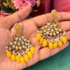 Aadhira Chandbali, Aadhira, Yellow EARRINGS, EARRINGS, TRENDING EARRINGS, WEARABLE JEWELLS, SALE, weading SALE, BOLLYOOD EARRINGS, Kundan earrings, Earrings, chandbali, wearablejewells