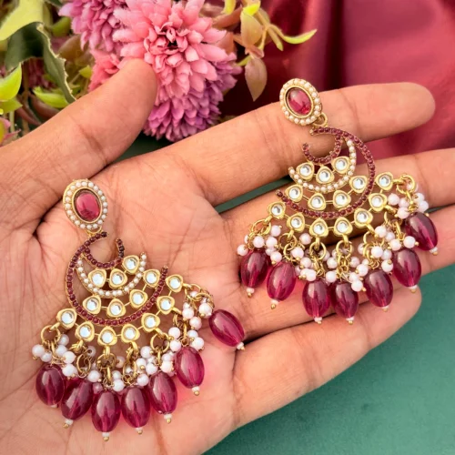 Aadhira Chandbali, Aadhira, WIne EARRINGS, EARRINGS, TRENDING EARRINGS, WEARABLE JEWELLS, SALE, weading SALE, BOLLYOOD EARRINGS, Kundan earrings, Earrings, chandbali, wearablejewells