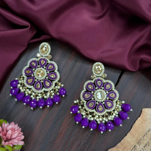 violet earrings, pakistani earring, pakistani earrings, wearable jewells, wearable jewel, puja sale, sale