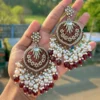 red EARRINGS, EARRINGS, TRENDING EARRINGS, WEARABLE JEWELLS, SALE, DIWALI SALE, BOLLYOOD EARRINGS, Kundan earrings, Earrings, chandbali