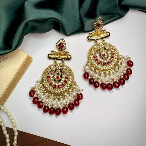 sajal chandbali, red chandbali, red earrings, red earring, wearable jewells, trending earring, sale,