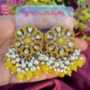 Yellow EARRINGS, EARRINGS, TRENDING EARRINGS, WEARABLE JEWELLS, SALE, DIWALI SALE, BOLLYOOD EARRINGS, Kundan earrings, Earrings, chandbali