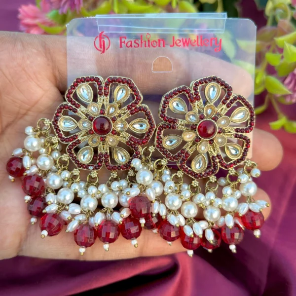 Wine EARRINGS, EARRINGS, TRENDING EARRINGS, WEARABLE JEWELLS, SALE, DIWALI SALE, BOLLYOOD EARRINGS, Kundan earrings, Earrings, chandbali