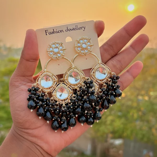 ashiyana, ashiyana chandbali, black chandbali, wearable jewells, chandbali