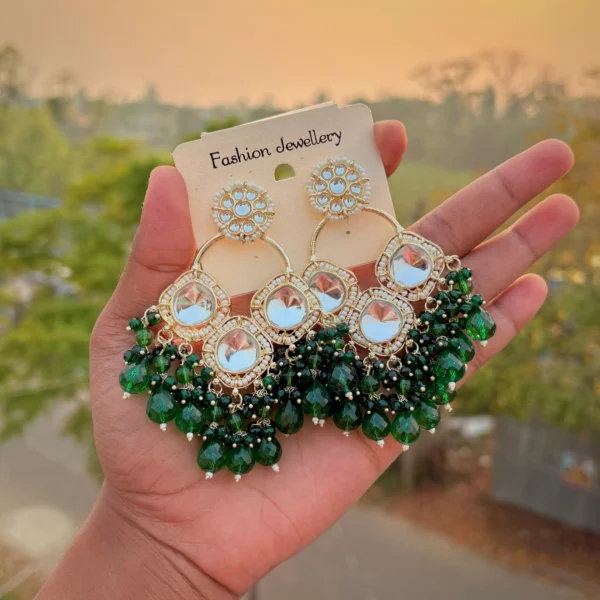 ashiyana, ashiyana chandbali, green chandbali, wearable jewells, chandbali