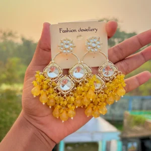 ashiyana earring, ashiyana chandbali, chandbali, wearable jewells, yellow earring