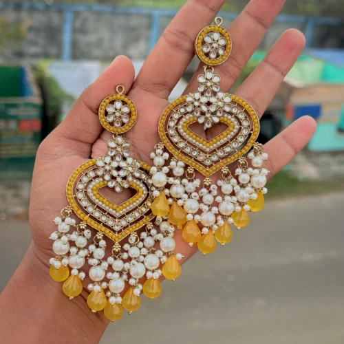 YELLOW EARRINGS, EARRINGS, TRENDING EARRINGS, WEARABLE JEWELLS, SALE, DIWALI SALE, BOLLYOOD EARRINGS