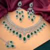 statement necklace, necklace, Green necklace, diamond necklace, american diamond necklace,