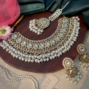necklace, kundan set, kundan necklace, white necklace, white set, white kundan neck set, wearable jewells
